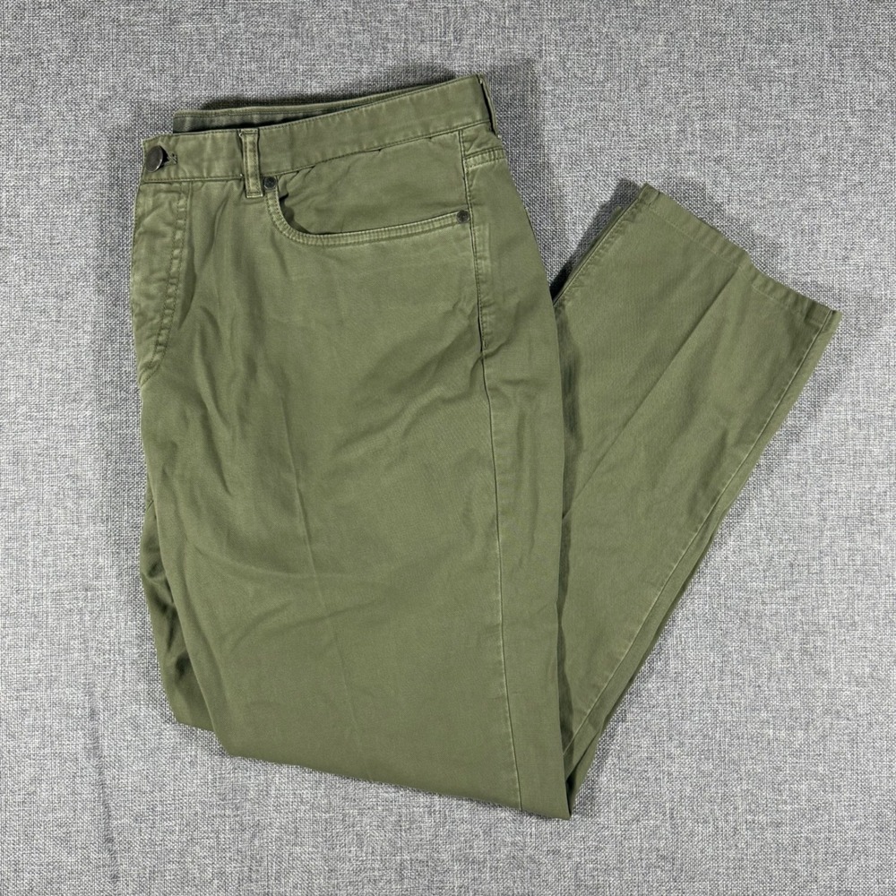 Ledbury 5-Pocket Pants Mens 36 Olive Green Straight Leg Cotton Stretch Chinos